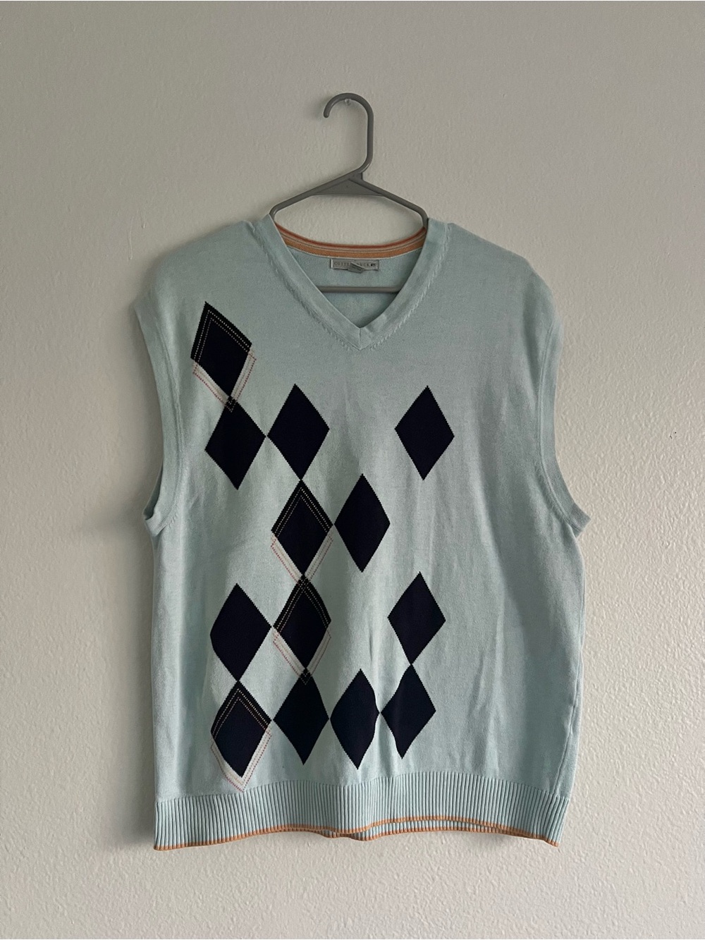 Cutter & Buck Light Blue V-Neck Argyle Sweater Vest
